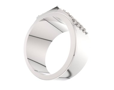  Beyaz arkaplanda elmaslar olan bir yüzük. 3d oluşturma