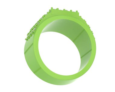  Beyaz arkaplanda elmaslar olan bir yüzük. 3d oluşturma