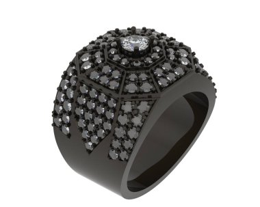  Beyaz arkaplanda elmaslar olan bir yüzük. 3d oluşturma