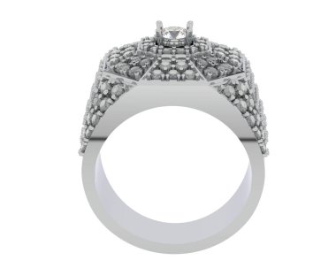  Beyaz arkaplanda elmaslar olan bir yüzük. 3d oluşturma