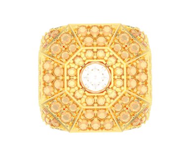  Beyaz arkaplanda elmaslar olan bir yüzük. 3d oluşturma