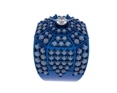  Beyaz arkaplanda elmaslar olan bir yüzük. 3d oluşturma