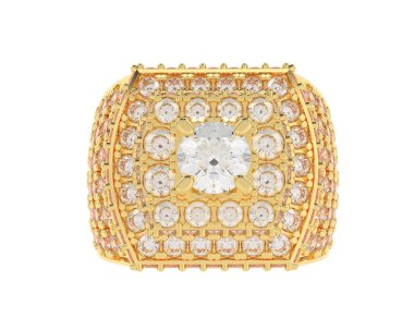  Beyaz arkaplanda elmaslar olan bir yüzük. 3d oluşturma