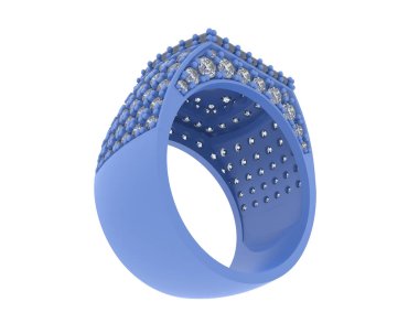  Beyaz arkaplanda elmaslar olan bir yüzük. 3d oluşturma