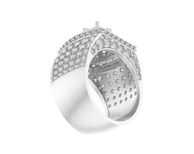  Beyaz arkaplanda elmaslar olan bir yüzük. 3d oluşturma