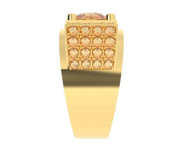  Beyaz arkaplanda elmaslar olan bir yüzük. 3d oluşturma