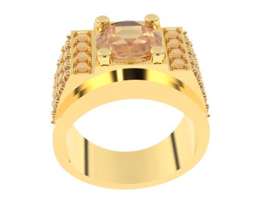  Beyaz arkaplanda elmaslar olan bir yüzük. 3d oluşturma