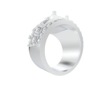  Beyaz arkaplanda elmaslar olan bir yüzük. 3d oluşturma