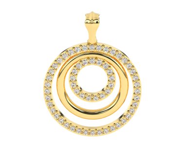  Beyaz arkaplanda elmaslar olan kolye. 3d oluşturma