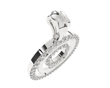  Beyaz arkaplanda elmaslar olan kolye. 3d oluşturma