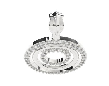  Beyaz arkaplanda elmaslar olan kolye. 3d oluşturma