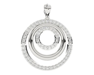  Beyaz arkaplanda elmaslar olan kolye. 3d oluşturma