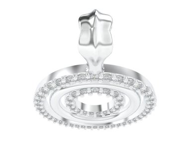  Beyaz arkaplanda elmaslar olan kolye. 3d oluşturma