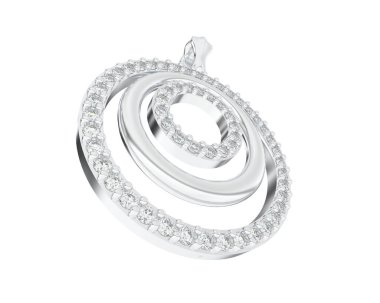  Beyaz arkaplanda elmaslar olan kolye. 3d oluşturma