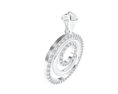  Beyaz arkaplanda elmaslar olan kolye. 3d oluşturma