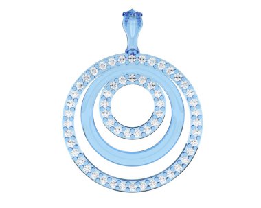  Beyaz arkaplanda elmaslar olan kolye. 3d oluşturma