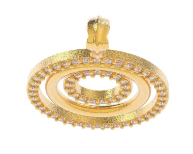  Beyaz arkaplanda elmaslar olan kolye. 3d oluşturma