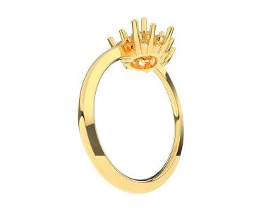  Beyaz arkaplanda elmaslar olan bir yüzük. 3d oluşturma