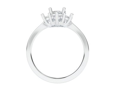  Beyaz arkaplanda elmaslar olan bir yüzük. 3d oluşturma