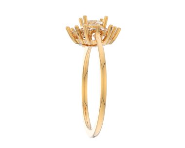  Beyaz arkaplanda elmaslar olan bir yüzük. 3d oluşturma