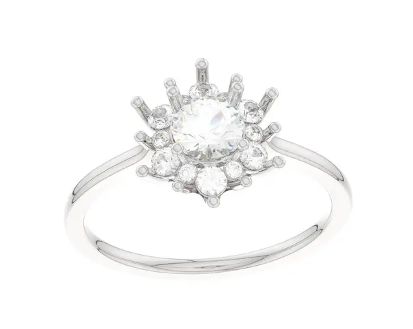 Ring Mit Diamanten Auf Weißem Hintergrund Darstellung Stockbild