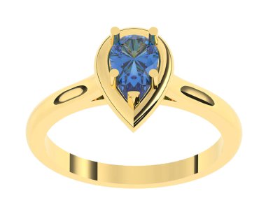 Nişan yüzüğü beyaz arkaplanda izole edildi