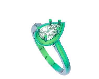 Nişan yüzüğü beyaz arkaplanda izole edildi