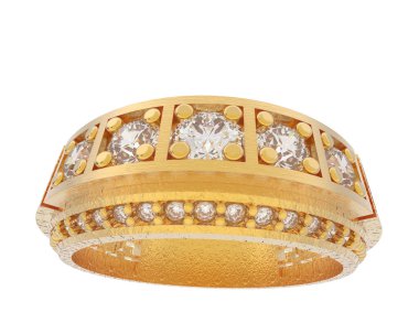 Nişan yüzüğü beyaz arkaplanda izole edildi