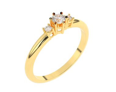  Beyaz arkaplanda elmaslar olan bir yüzük. 3d oluşturma