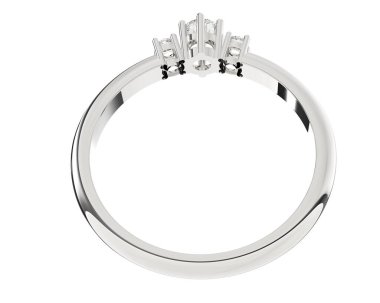  Beyaz arkaplanda elmaslar olan bir yüzük. 3d oluşturma