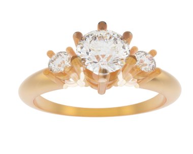  Beyaz arkaplanda elmaslar olan bir yüzük. 3d oluşturma