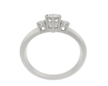  Beyaz arkaplanda elmaslar olan bir yüzük. 3d oluşturma