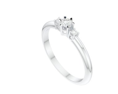  Beyaz arkaplanda elmaslar olan bir yüzük. 3d oluşturma