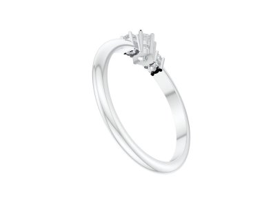  Beyaz arkaplanda elmaslar olan bir yüzük. 3d oluşturma