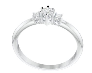  Beyaz arkaplanda elmaslar olan bir yüzük. 3d oluşturma