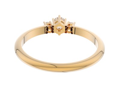  Beyaz arkaplanda elmaslar olan bir yüzük. 3d oluşturma