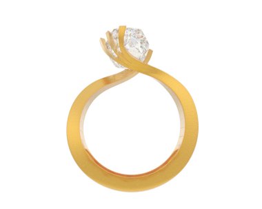  Beyaz arka planda elmas yüzük. 3d oluşturma