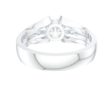  Beyaz arkaplanda elmaslar olan bir yüzük. 3d oluşturma