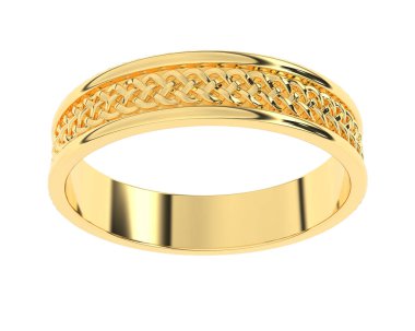 Nişan yüzüğü beyaz arka planda izole edilmiş. 3d görüntüleme - illüstrasyon