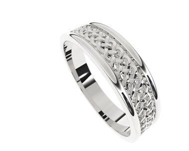 Nişan yüzüğü beyaz arka planda izole edilmiş. 3d görüntüleme - illüstrasyon