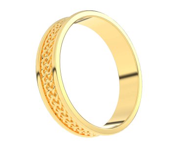 Nişan yüzüğü beyaz arka planda izole edilmiş. 3d görüntüleme - illüstrasyon