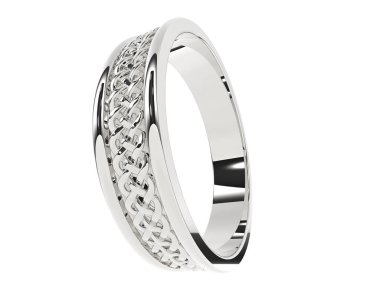 Nişan yüzüğü beyaz arka planda izole edilmiş. 3d görüntüleme - illüstrasyon