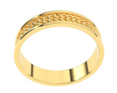 Nişan yüzüğü beyaz arka planda izole edilmiş. 3d görüntüleme - illüstrasyon