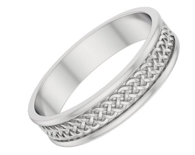 Nişan yüzüğü beyaz arka planda izole edilmiş. 3d görüntüleme - illüstrasyon