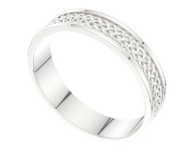 Nişan yüzüğü beyaz arka planda izole edilmiş. 3d görüntüleme - illüstrasyon