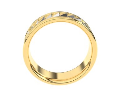 Nişan yüzüğü beyaz arka planda izole edilmiş. 3d görüntüleme - illüstrasyon