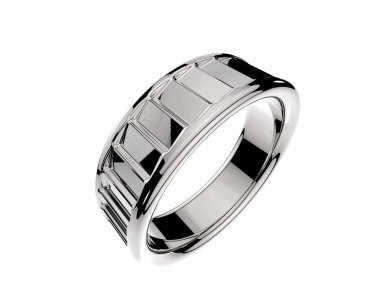 Nişan yüzüğü beyaz arka planda izole edilmiş. 3d görüntüleme - illüstrasyon