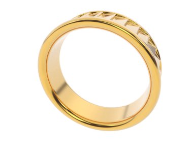 Nişan yüzüğü beyaz arka planda izole edilmiş. 3d görüntüleme - illüstrasyon