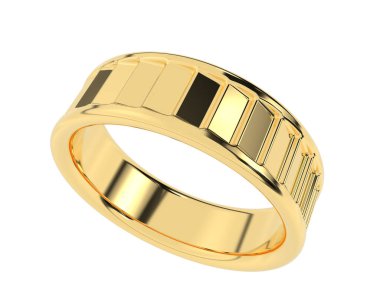 Nişan yüzüğü beyaz arka planda izole edilmiş. 3d görüntüleme - illüstrasyon