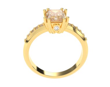 Lüks kadın yüzüğü beyaz arka planda izole edilmiş, 3D görüntüleme - illüstrasyon